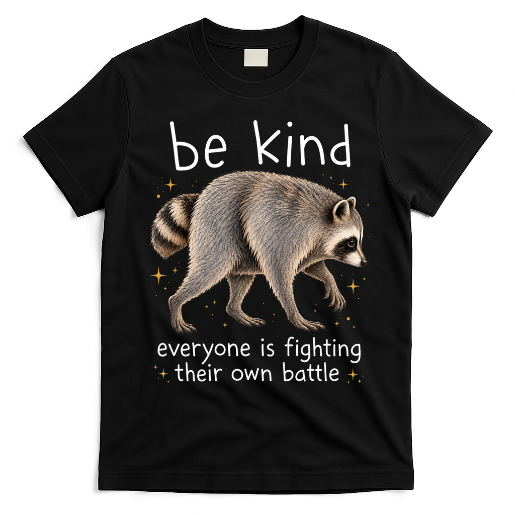 Be Kind Fighting Battle Raccoon Funny Jimothy Joke T-Shirt - Black