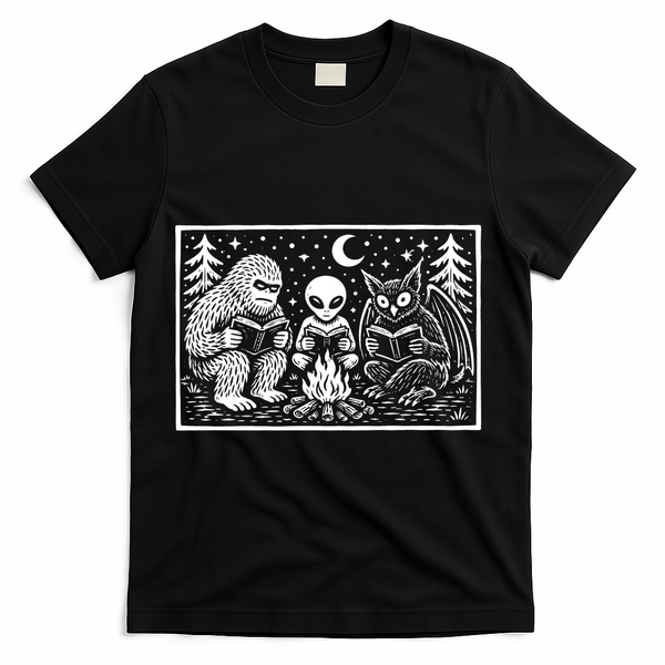 Book Lover Cryptid Club Reader Gift T-Shirt - Black