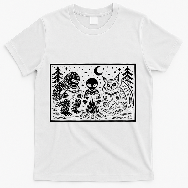 Book Lover Cryptid Club Reader Gift T-Shirt - White