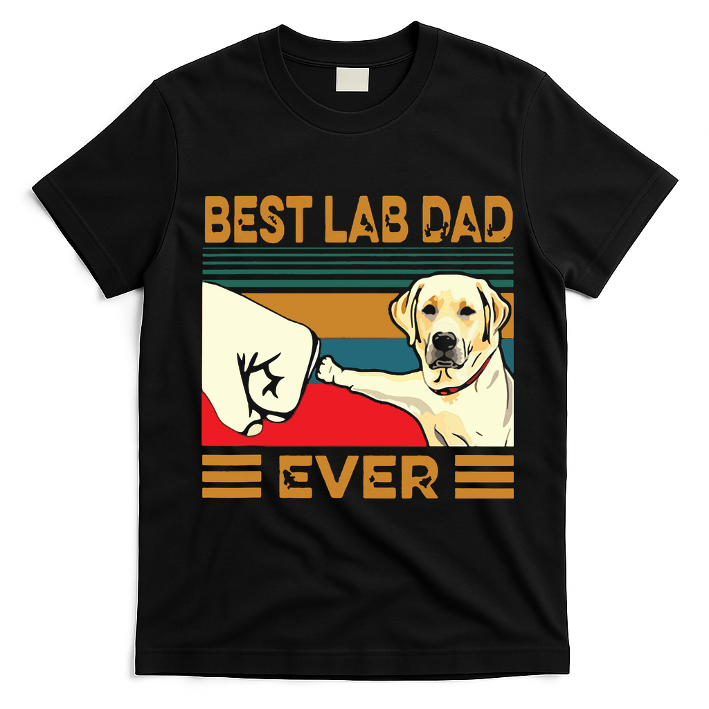 Best Lab Dad Ever Retro Vintage T-Shirt - Black