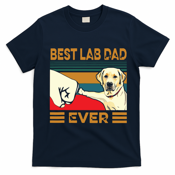 Best Lab Dad Ever Retro Vintage T-Shirt - Navy Blue