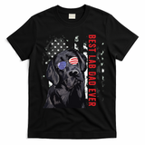 Best Lab Dad Ever Labrador Dog American Flag Fathers Day T-Shirt - Black
