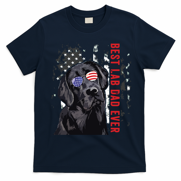 Best Lab Dad Ever Labrador Dog American Flag Fathers Day T-Shirt - Navy Blue