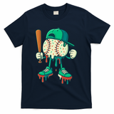 Baseball Lifestyle Drip Ice Cream Cool Art T-Shirt - Navy