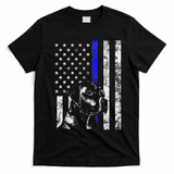 Blue Line Flag K9 Labrador Retriever Police Dog T-Shirt - Black