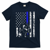Blue Line Flag K9 Labrador Retriever Police Dog T-Shirt - Navy Blue