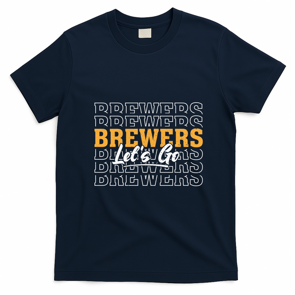 Brewers Let’s Go Fan Apparel for Game Day T-Shirt - Navy Blue