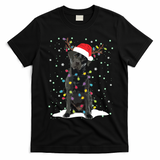 Black Lab Labrador Christmas Tree Light Pajama Dog Xmas T-Shirt - Black