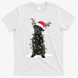 Black Lab Labrador Christmas Tree Light Pajama Dog Xmas T-Shirt - White