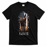 Belgian Malinois American Flag Funny Dog Gift Love T-Shirt - Black