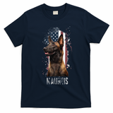 Belgian Malinois American Flag Funny Dog Gift Love T-Shirt - Navy Blue