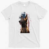 Belgian Malinois American Flag Funny Dog Gift Love T-Shirt - White