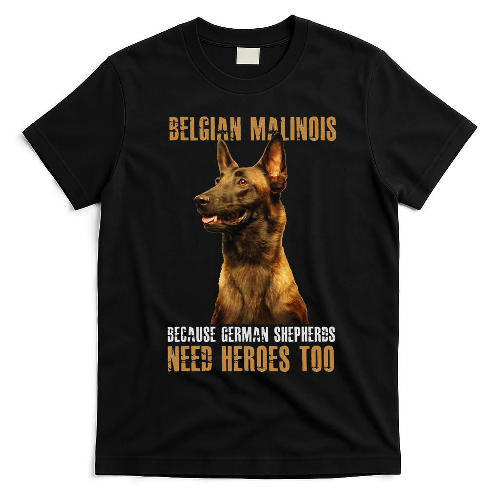 Belgian Malinois American Flag Funny Dog Gift T-Shirt - Black