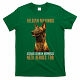 Belgian Malinois American Flag Funny Dog Gift T-Shirt - Irish Green