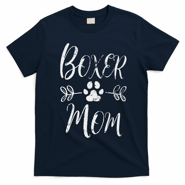 Boxer Mom Boxer Dog Lover Owner Funny Boxer Dog Mom T-Shirt - Navy Blue