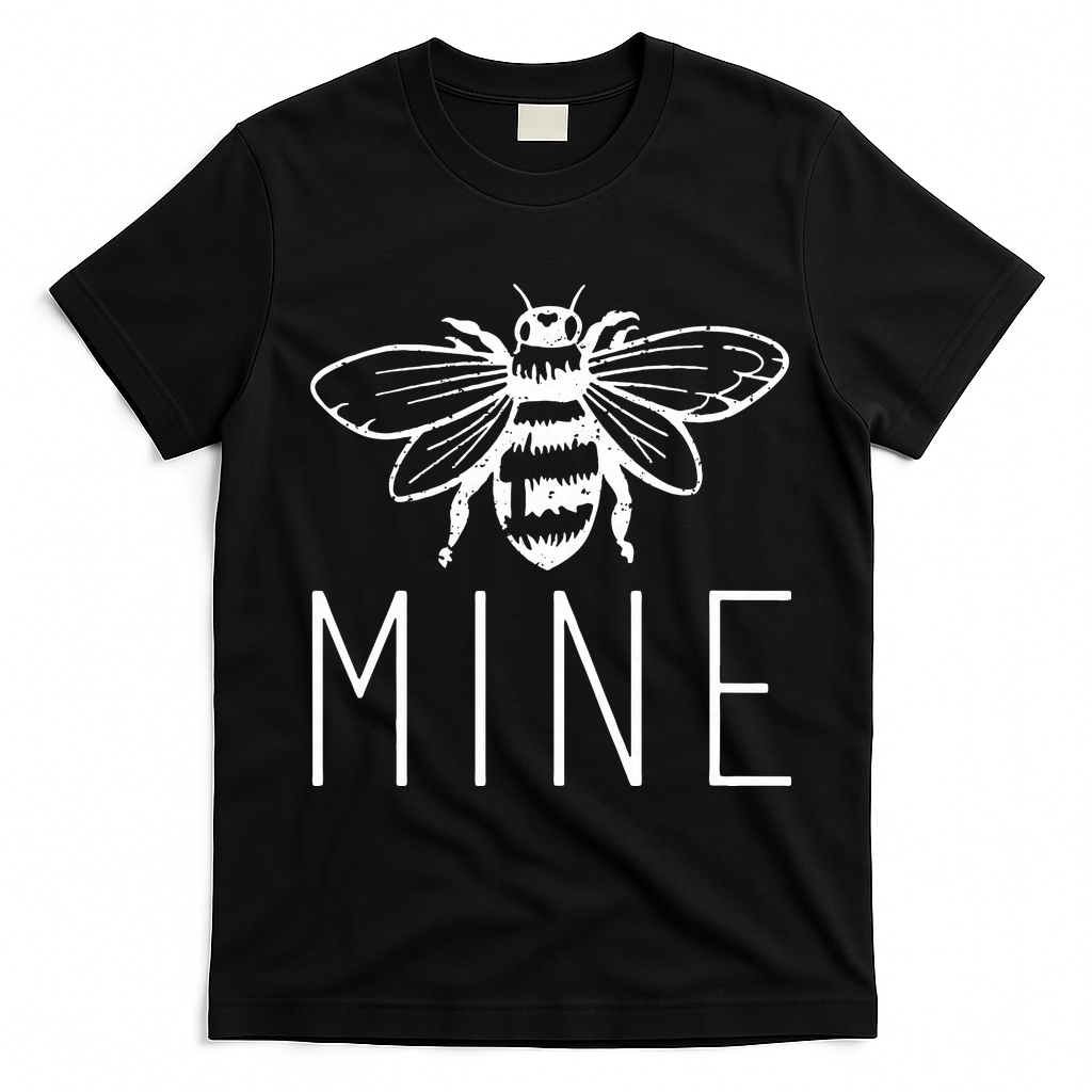 BEE MINE Bumblebee Cute Retro Valentine's Day Funny T-Shirt - Black
