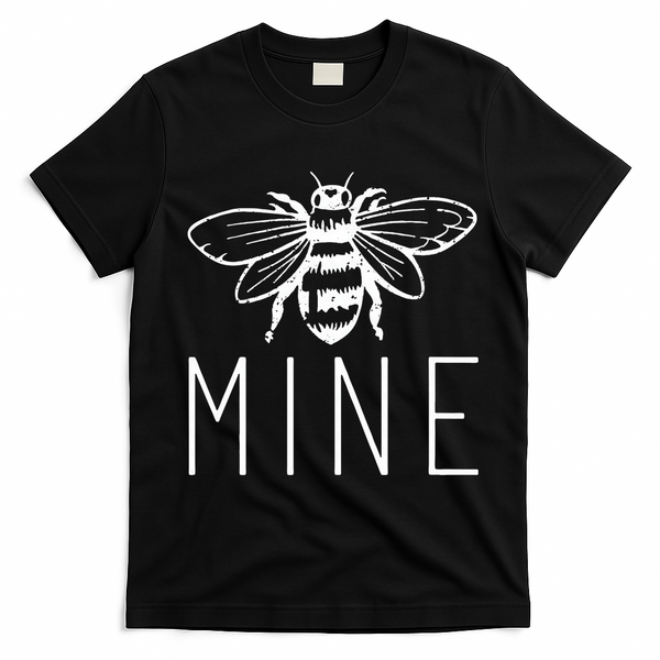 BEE MINE Bumblebee Cute Retro Valentine's Day Funny T-Shirt - Black