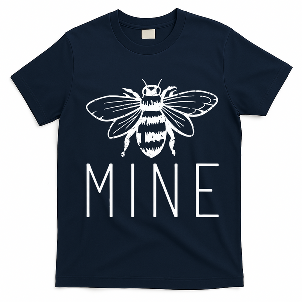 BEE MINE Bumblebee Cute Retro Valentine's Day Funny T-Shirt - Navy Blue