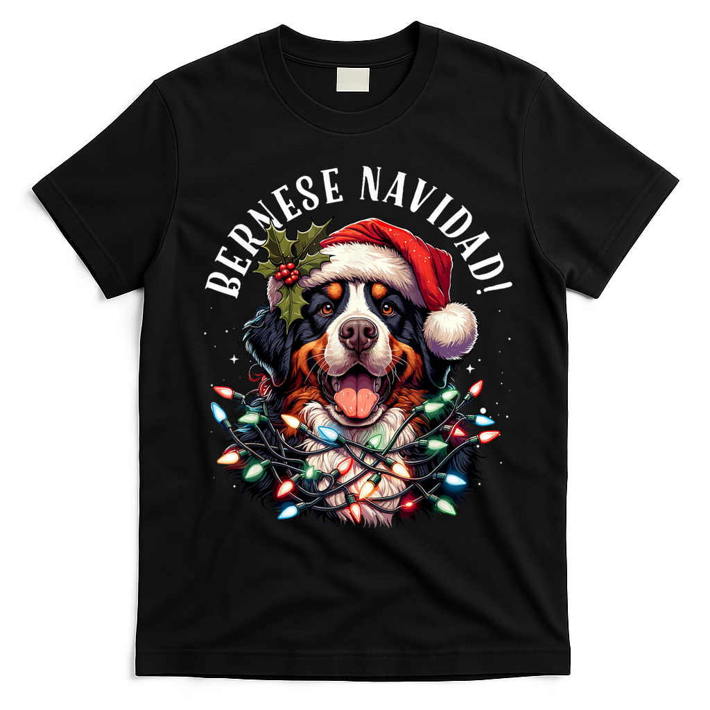 Bernese Mountain Dog Christmas Funny Bernese Navidad Berner T-Shirt - Black