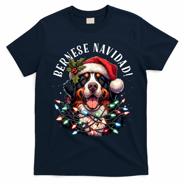 Bernese Mountain Dog Christmas Funny Bernese Navidad Berner T-Shirt - Navy Blue