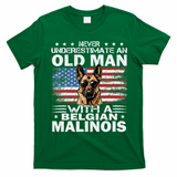 Belgian Malinois Dog Breed Never Underestimate An Old Man T-Shirt - Irish Green