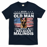Belgian Malinois Dog Breed Never Underestimate An Old Man T-Shirt - Navy Blue