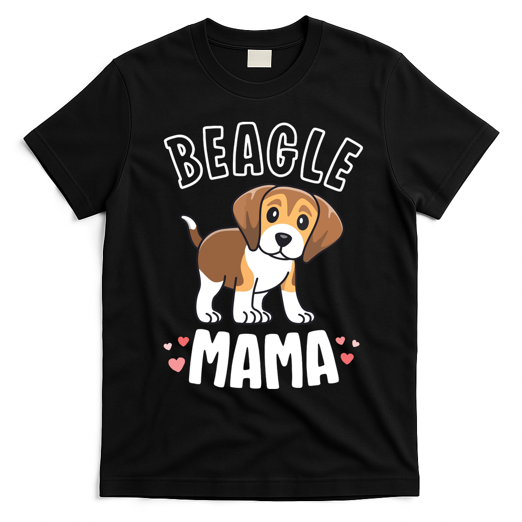 Beagle Mama Dog Mom For Women Gift For Beagle Lover T-Shirt - Black
