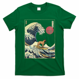 Belgian Malinois Japanese Kanagawa Wave Funny Surf Dog T-Shirt - Irish Green