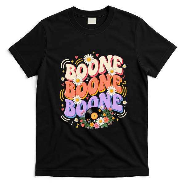 Boone Music Lovers Retro Vibes Summer Fun T-Shirt - Black
