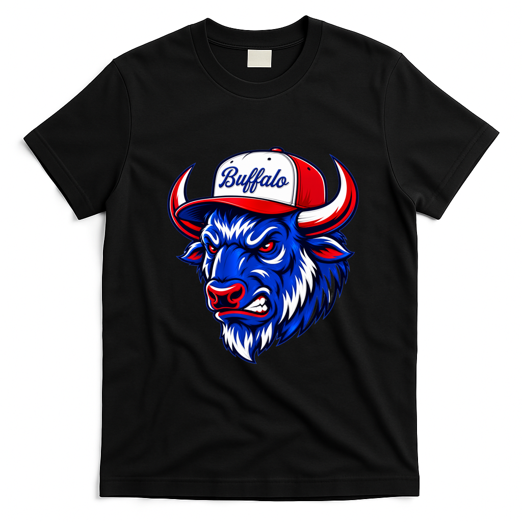 Buffalo Mascot Sports Team T-Shirt - Black