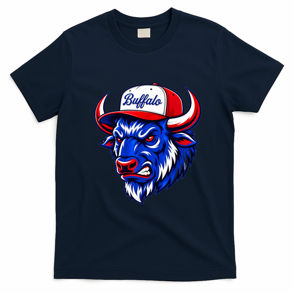 Buffalo Mascot Sports Team T-Shirt - Navy Blue