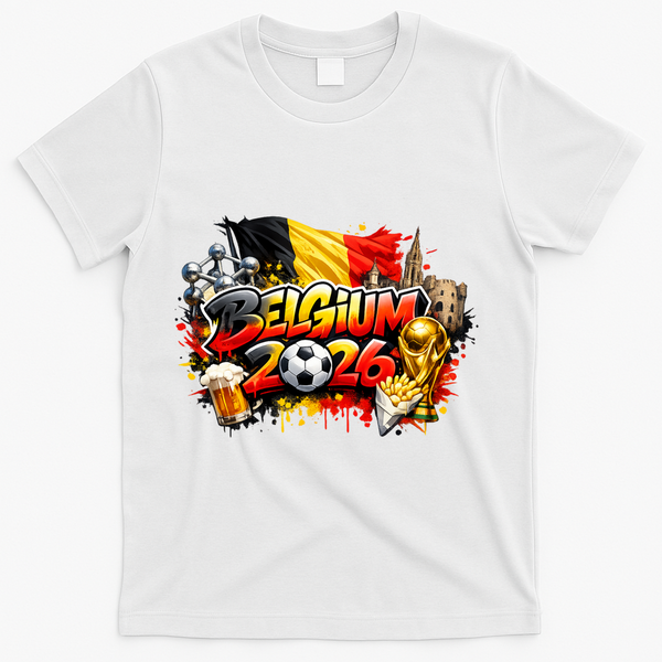 BELGIUM North America Soccer Tournament 2026 T-Shirt - White