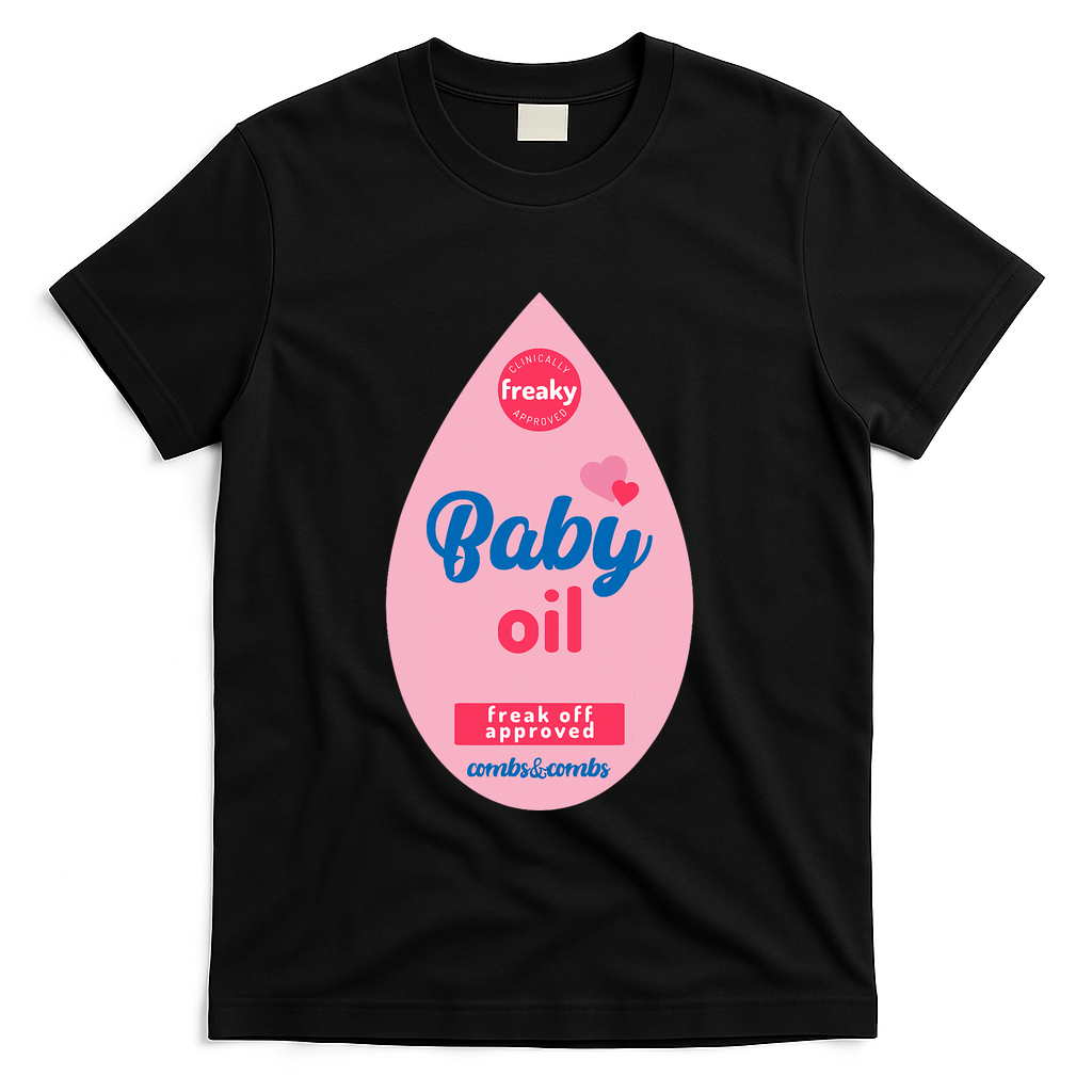 Baby Oil Lazy Funny Costume Ideas T-Shirt - Black