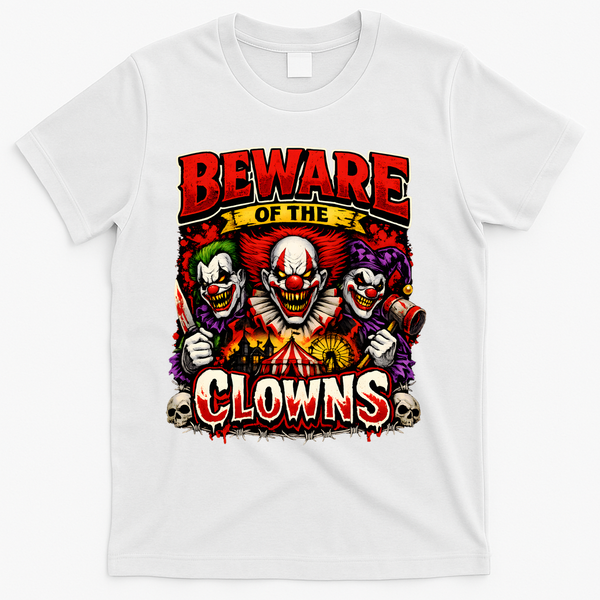 Beware Of The Clowns T-Shirt - White
