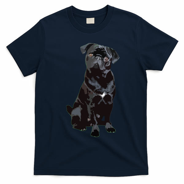 Black Pug Dog For Dog Mom Dad Funny Cute Black Pug T-Shirt - Navy Blue