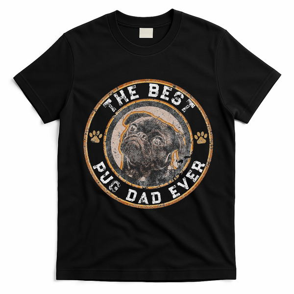 Best Pug Dad Ever Black Pugs Owner Vintage Dog Lover T-Shirt - Black