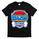 Bro Patrol Dog Funny Gift Birthday Party T-Shirt - Black