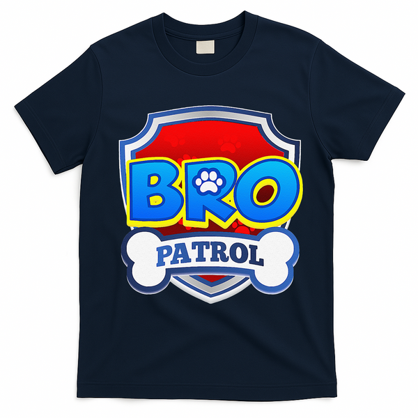 Bro Patrol Dog Funny Gift Birthday Party T-Shirt - Navy Blue