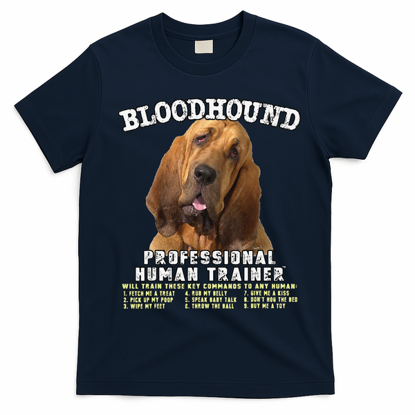Bloodhound Professional Human Trainer Cute Dog T-Shirt - Navy Blue