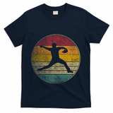 Baseball Pitcher Pitching Ball Glove Retro 70s 80s 90s Gift T-Shirt - Navy