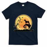 Basenji Scary And Moon Funny Dog Halloween Costume T-Shirt - Navy Blue