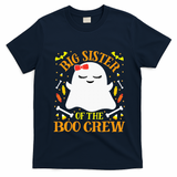 Big Sister Boo Crew Ghost Matching Family Halloween T-Shirt - Navy Blue