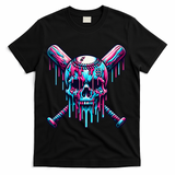Baseball Skull Drip Baseball Drip Baseball Ice Cream Drip T-Shirt - Black