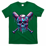 Baseball Skull Drip Baseball Drip Baseball Ice Cream Drip T-Shirt - Green