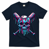 Baseball Skull Drip Baseball Drip Baseball Ice Cream Drip T-Shirt - Navy