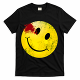 Bloody Smiling Face Vintage Smile T-Shirt - Black