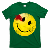 Bloody Smiling Face Vintage Smile T-Shirt - Green