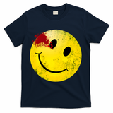 Bloody Smiling Face Vintage Smile T-Shirt - Navy