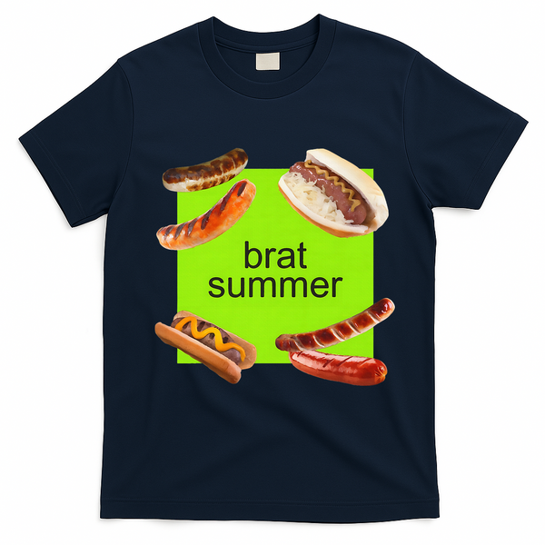 Brat Summer Funny Hot Dog Bratwurst Summer T-Shirt - Navy Blue