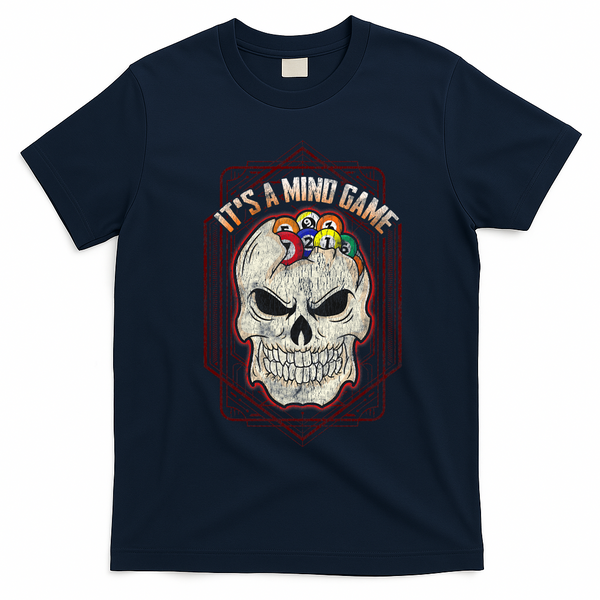 Billiards Skull Pool Balls ItS A Mind Game T-Shirt - Navy Blue